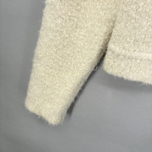 Samsoe Samsoe Jacket Womens Small Beige White Emilie Alpaca Blend Boucle Cropped - Picture 6 of 16